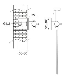 Гигиенический душ с термостатом Rose R915 хром